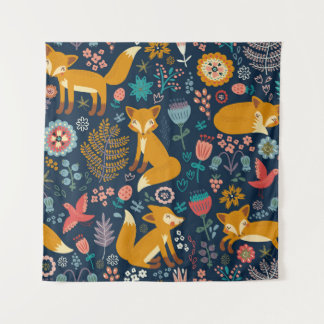 Tapete De Parede Padrão colorido com uma foxfox,padrão,floresta,que