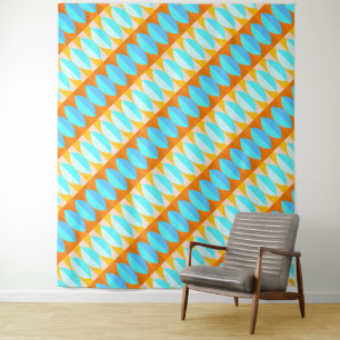 Tapete De Parede Padrão Colorido Turquesa Azul Laranja Amarelo