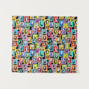 Tapete De Parede Padrão com retratos dos maiores compositores