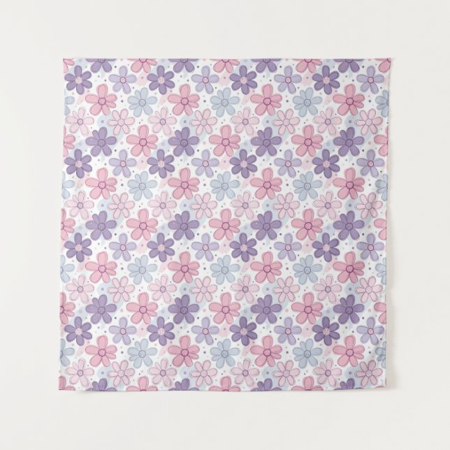 Tapete De Parede Padrão contínuo de flores Y2K (Frente)