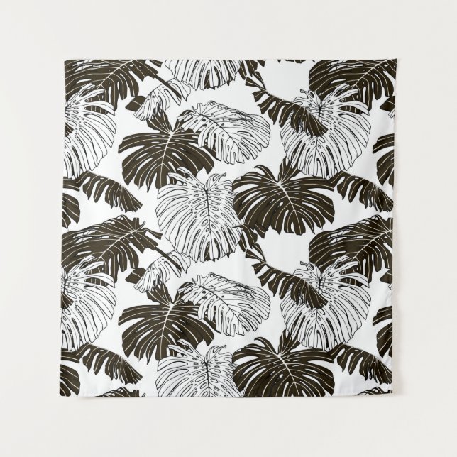 Tapete De Parede padrão contínuo de folhas de Monstera (Frente)