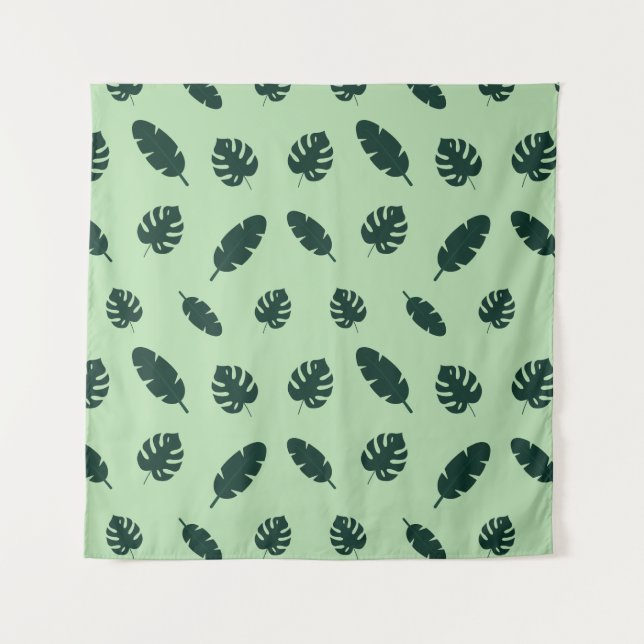 Tapete De Parede Padrão contínuo de folhas de Monstera e palmeiras  (Frente)