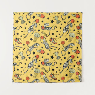 Tapete De Parede Padrão contínuo de jogo de basquete com desenho fo