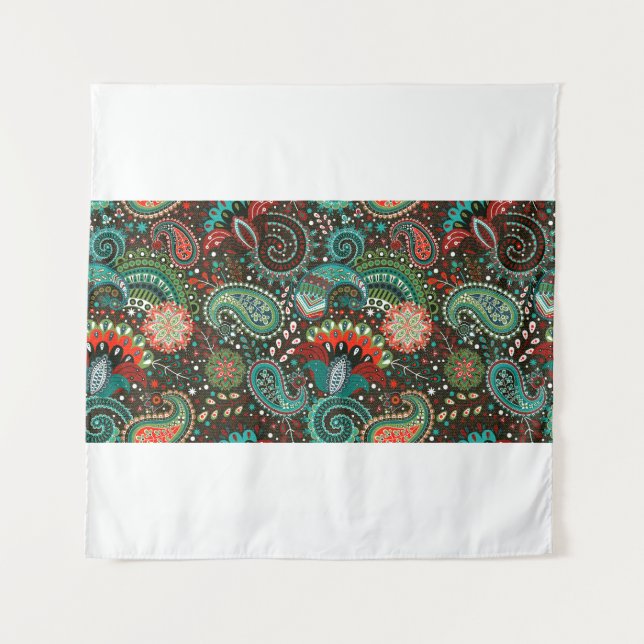 Tapete De Parede Padrão contínuo floral com elementos paisley (Frente)