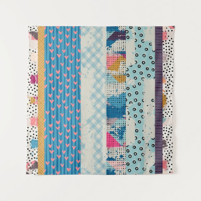 Tapete De Parede Padrão contínuo, ladrilhos em patchwork.  (Frente)