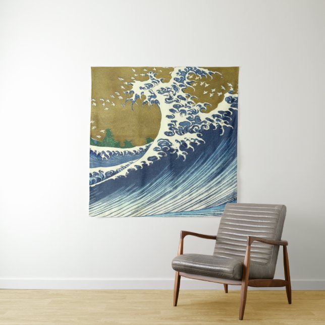 Tapete De Parede Padrão da Grande Onda de Hokusai: Arte Japonesa Uk (In Situ)