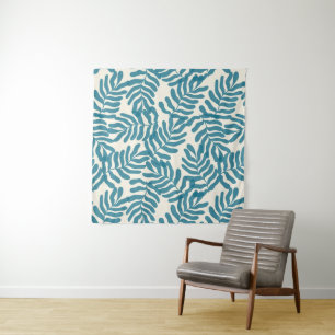 Tapete De Parede Padrão de abstrato de folhas azuis