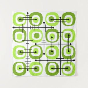 Tapete De Parede Padrão de Abstrato do MCM do meio século Chartreus