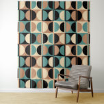 Tapete De Parede Padrão de Abstrato Geométrico Moderno do meio sécu<br><div class="desc">Meia Quadrada Geométrica do Meio século Retro e Padrão Círculo em Negra Beige e Turquesa.</div>