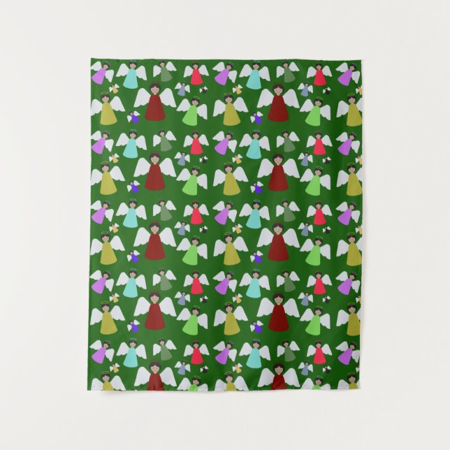 Tapete De Parede Padrão de anjos de Natal coloridos (Frente)