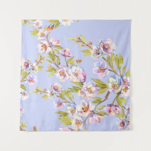 Tapete De Parede Padrão de Aquarela de Maçã Cerejeira em Flor