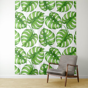 Tapete De Parede Padrão de aquarela de Monstera