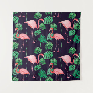 Tapete De Parede Padrão de aquarela sem costura com flamingo