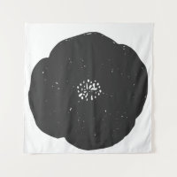 Padrão de Arte Floral Retrópica em Preto e Branco