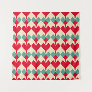 Tapete De Parede Padrão de azulejo de cor azul, vermelho.