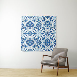 Tapete De Parede Padrão de Azulejo do Vintage Português Azulejos