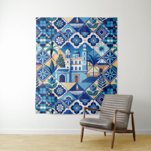 Tapete De Parede Padrão de Azulejos Azulejo