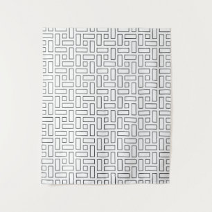 Tapete De Parede Padrão de Bloco Linear Preto e Branco - Branco