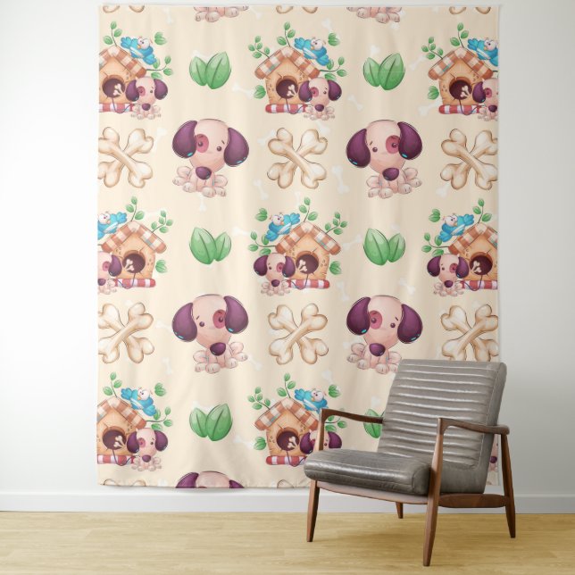 Tapete De Parede Padrão de Cachorro Adorável (In Situ)