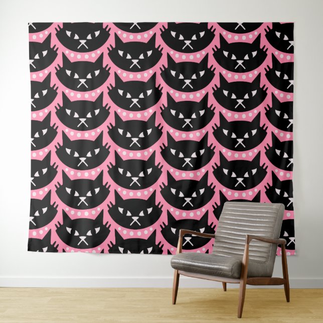 Tapete De Parede Padrão de Cat Atômica Moderno do meio século (In Situ (Horizontal))