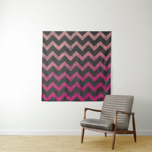 Tapete De Parede Padrão de chevron magenta rosa vermelho ombre cinz