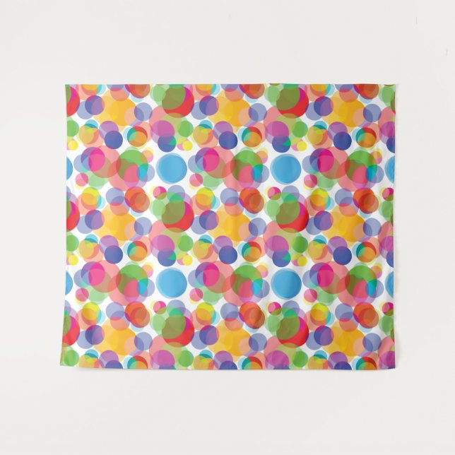 Tapete De Parede Padrão de Círculo Colorido (Frente (Horizontal))