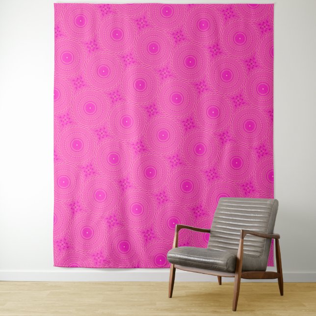 Tapete De Parede Padrão de círculos rosa quente (In Situ)
