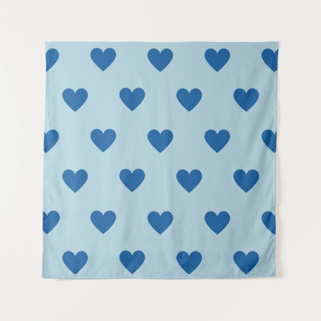 Tapete De Parede Padrão de Coração Simples Azul (Frente)