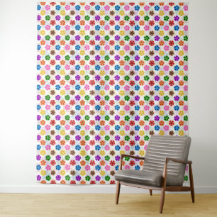 Tapete De Parede Padrão de Corações de Amor Colorido Branco
