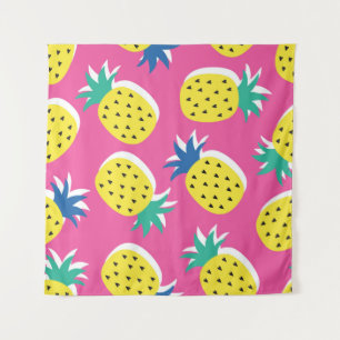 Tapete De Parede  padrão de cores loucas de fruta de abacaxi sem d