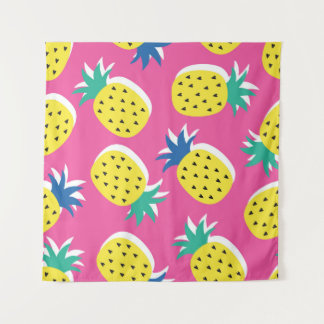 Tapete De Parede  padrão de cores loucas de fruta de abacaxi sem de