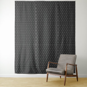 Tapete De Parede Padrão de Cubo Geométrico Preto e Branco