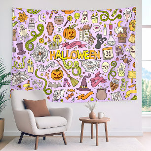 Tapete De Parede Padrão de Desenho Fofo de Halloween