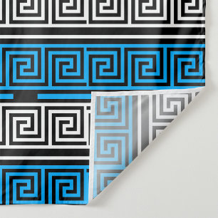 Tapete De Parede Padrão de Design de Fret Key Grego Branco Azul Pre