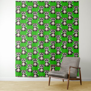 Tapete De Parede Padrão de Design de Guaxinim Verde 