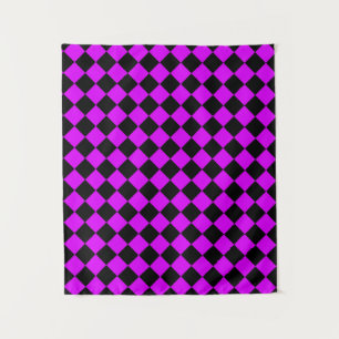 Tapete De Parede Padrão de Diamante do Verificador Preto Roxo