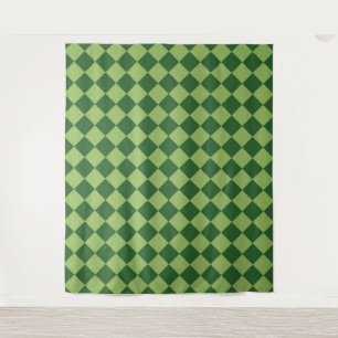 Tapete De Parede Padrão de Diamante Verde Xadrez 