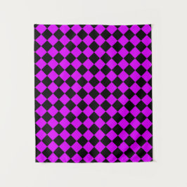 Tapete De Parede Padrão de Diamante Xadrez Preto Roxo