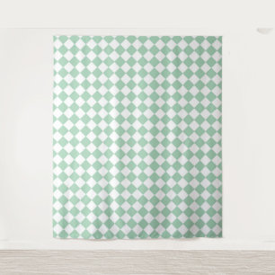 Tapete De Parede Padrão de Diamante Xadrez Verde Branco 