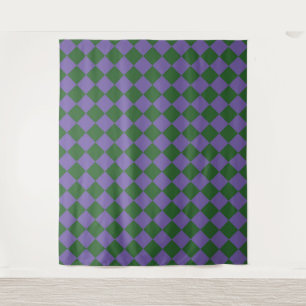 Tapete De Parede Padrão de Diamante Xadrez Verde Roxo 