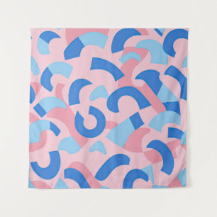 Tapete De Parede Padrão de Doodle Rosa e Azul