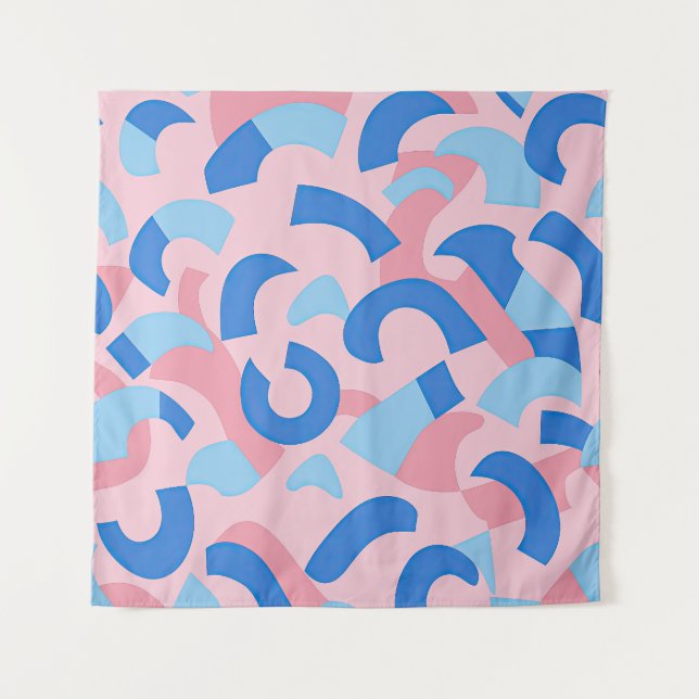 Tapete De Parede Padrão de Doodle Rosa e Azul (Frente (Horizontal))
