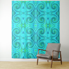 Tapete De Parede Padrão de espiral de Arte Líquida de Abstrato Azul