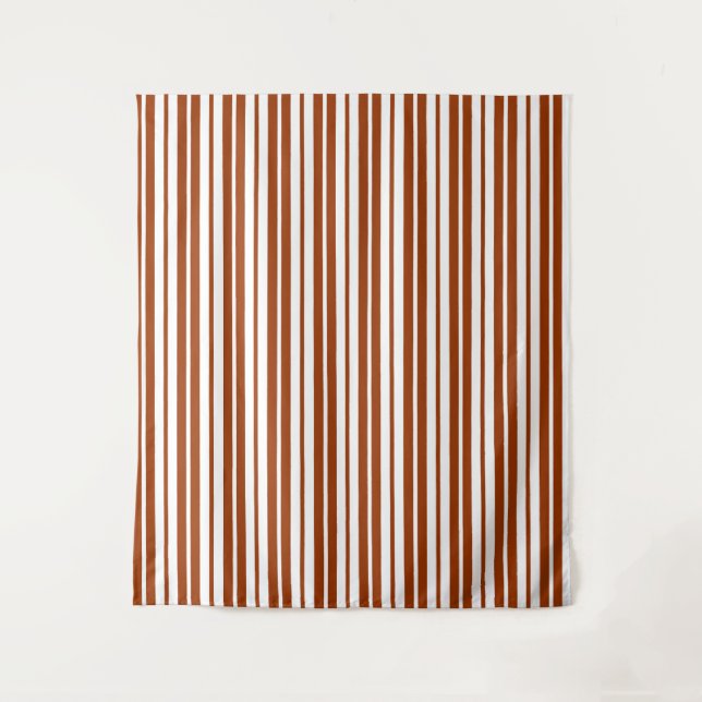 Tapete De Parede Padrão de Faixa Vertical Branco Castanho (Frente)