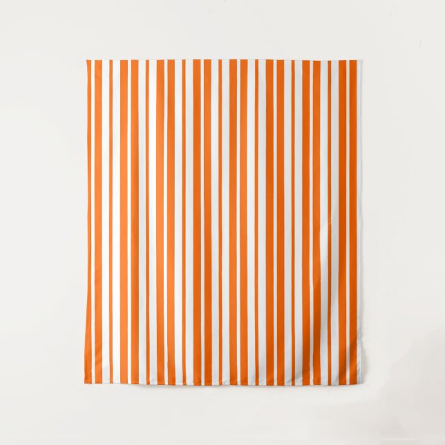 Tapete De Parede Padrão de Faixa Vertical Branco Laranja (Frente)