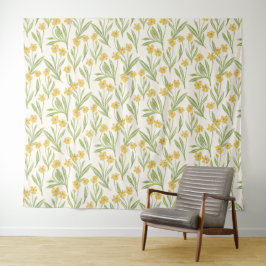 Tapete De Parede Padrão de Flor de Cone Amarelo Ilustrado