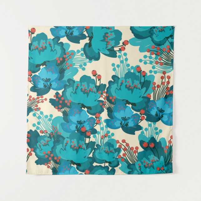 Tapete De Parede Padrão de flores da vindima (Frente)