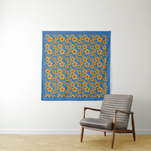 Tapete De Parede Padrão de Flores de Laranja Amarelo
