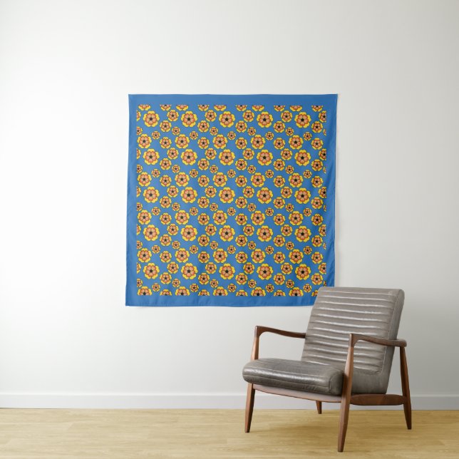 Tapete De Parede Padrão de Flores de Laranja Amarelo (In Situ)