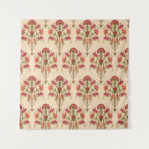 Tapete De Parede padrão de flores de múghes sem soldadura de creme